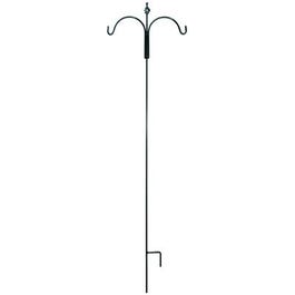 Shepherds Hook Plant Hanger, Double, Spiral Twist, Hammered Nickel, 90-In.