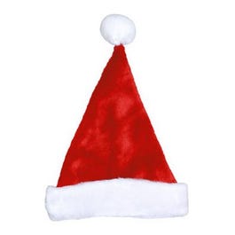 Santa Hat, Red & White Plush, 17-In.