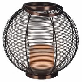 Patio Lantern, LED Flameless Candle, Round Metal Wire, 11-In.