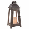 Patio Lantern, LED Flameless Candle, Bleached Oak Wood & Metal, 14-In.