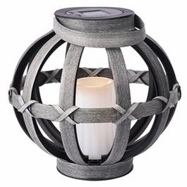 Solar Patio Lantern, Plastic Drift Wood, LED Flameless Candle, 9-In.