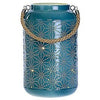 Patio Lantern, Turquoise Metal With 20-Pc. LED String Lights, 11-In.