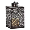 Patio Lantern, Black Metal Filigree, LED Flameless Candle, 9-In.