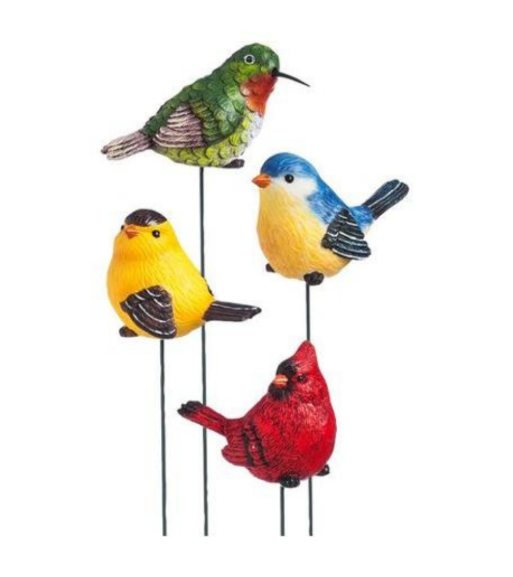 Evergreen Bird Resin Plant Pick Garden Stake