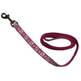 Lazer Brite Dog Leash, Reflective, Pink Flamingo, 1-In. x 4-Ft.