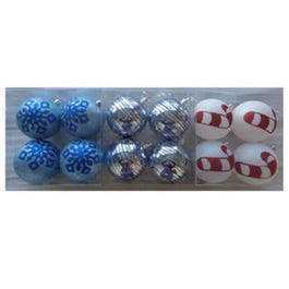 Ornaments, Shatterproof, Assorted, 4-Pk.